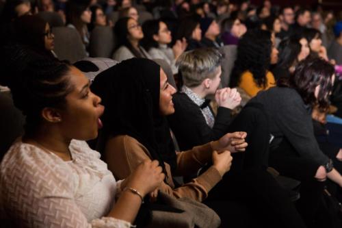 Audience members show some love.